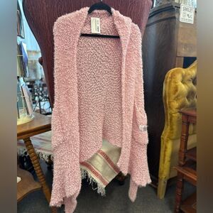 Giving Shawl Knit OS Pebble Baby Pink Shawl for Cancer